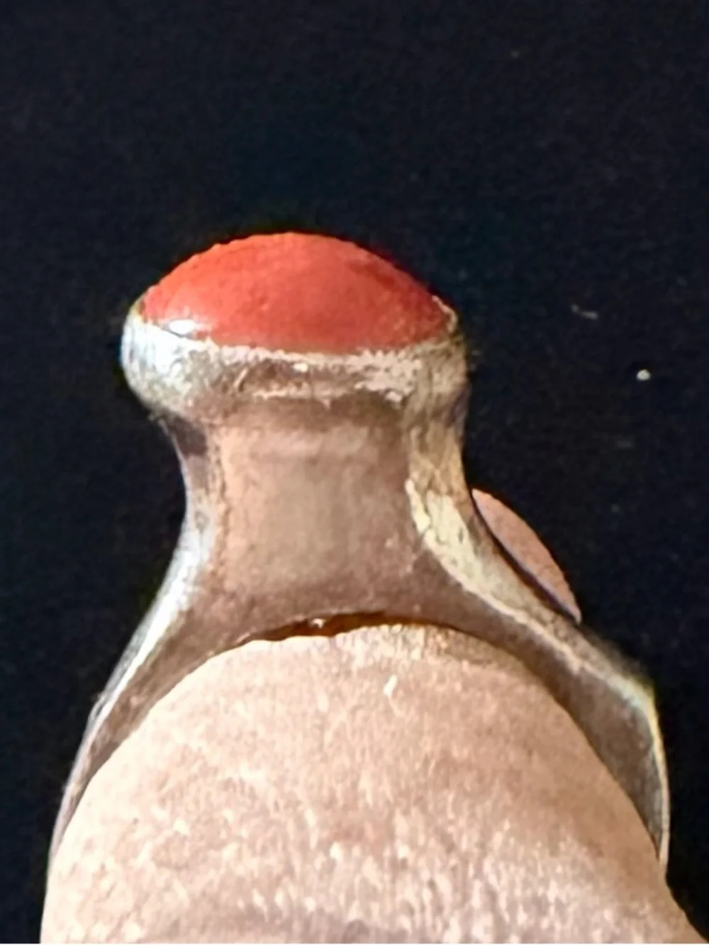 Vintage Silver Ring with Orange Cabochon Stone - Women's Fashion Ring